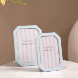 Nestasia Octagon Shaped Baby Blue Border Metal Photo Frame Set Of 2-22