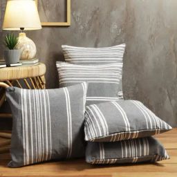 Romee Grey Cotton Stripes Cushion Covers-image-45