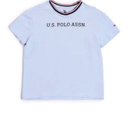 US Polo Kids Boys Blue Cotton Textured T-Shirt-image-94