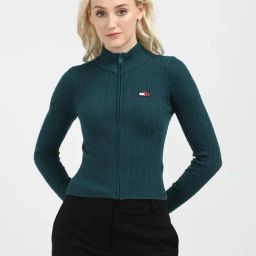 TOMMY HILFIGER Teal Cotton Cardigan-image-4