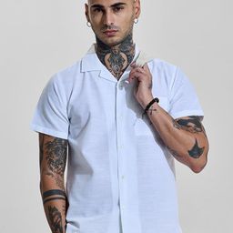 Snitch Men Comfort Relaxed Fit Cuban Collar Solid Cotton Casual Shirt-picture-12