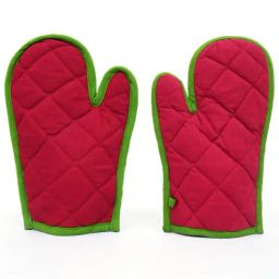 Swayam Red Cotton Casement Pack of 2 Oven Gloves-25