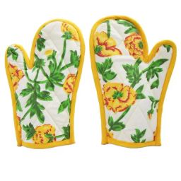 Swayam Yellow Floral Cotton Casement Pack of 2 Oven Gloves-image-25
