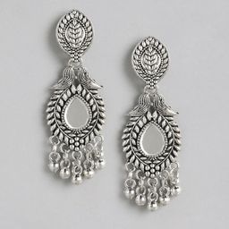 Sangria Oxidized Silver Contemporary Drop Earrings-26