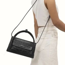 Hidesign EOSS SS 24 Black Textured Medium Handbag-32