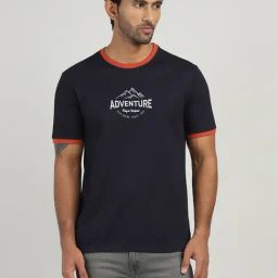 Royal Enfield Navy Solid Short Sleeves T-Shirt-image-38