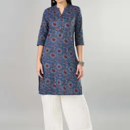 Rangmanch by Pantaloons Navy Printed Straight Kurta-image-18
