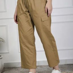 NEUDIS Beige Cotton Solid Trouser-image-1