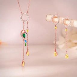 GIVA 925 Silver Rose Gold Free Bird Necklace & Earrings Set for Women-image-76