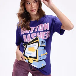 Kook N Keech Printed Drop-Shoulder Sleeves Pure Cotton Oversize T-shirt-picture-12
