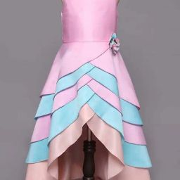 The Magic Wand Kids Pink & Blue Applique Gown-image-69
