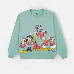 Nap Chief Unisex Aqua Cotton Character Based Full Sleeves Mickey & Friends Sweatshirts & Hoodies-image-47