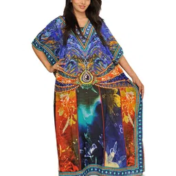 Exotic India Women Digital-Printed Kaftan with Dori on Waist-picture-4