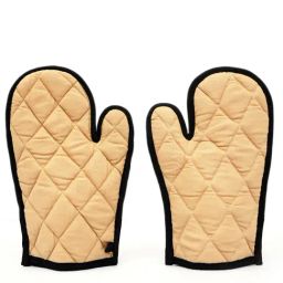 Swayam Beige Cotton Casement Pack of 2 Oven Gloves-10