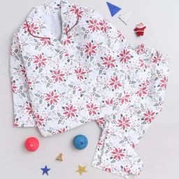 The Magic Wand Kids White & Red Printed Full Sleeves Shirt Set-image-87