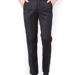 Peter England Elite Men Black Slim Fit Solid Formal Trousers-image-93