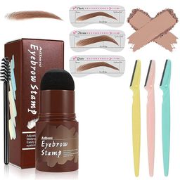 Adbeni Set Of 4 Twinkle Eyebrow Razor With Eyebrow Stamp - 24 g - Light Brown-7