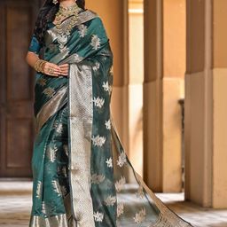 Anouk Rustic Ethnic Motifs Woven Design Zari Organza Banarasi Saree-image-60