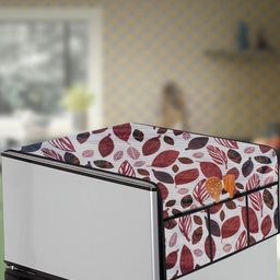The Furnishing Tree Grey & Maroon Printed Fridge Top Cover Appliance Cover-image-24