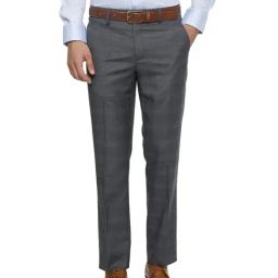 Van Heusen Grey Slim Fit Flat Front Trousers-image-86