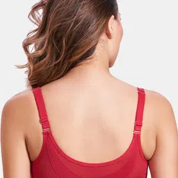 MAROON Full Coverage Non-Wired Training & Gym Cotton Lycra Workout Front Open Bra image 3