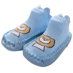 MOMISY Anti Skid Leather Soled Shoe Socks - Blue-image-96