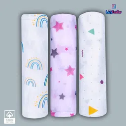 LazyToddler Organic Cotton Muslin Swaddle Printed Pack of 3 - White-picture-13