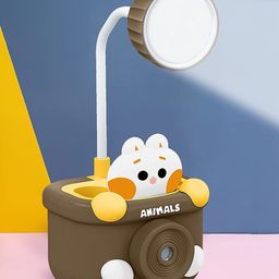 Crackles Cute Animal Table Lamp Rechargeable Desk Lamp with Pen Holder & Sharpener Study Desk Light for Study Room Home  Office ( Color & Print May Vary)-3