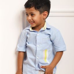 Polka Tots Half Sleeves Triple Swirl Placement Printed Shirt - Blue-image-29