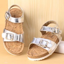 Babyoye Sandal with Buckle Closure  - Silver-image-1