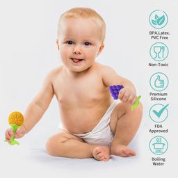 LuvLittle Baby Silicone Teether for Soothing Baby Teething Pack of 2 - Multicolour-image-8