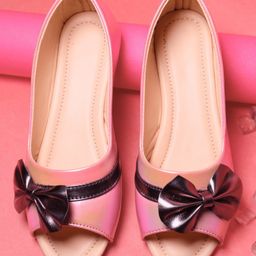Tiny Bugs Bow Detailed Open Toe Ballerinas - Pink-image-11