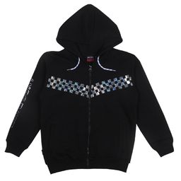 GINI & JONY Cotton Knit Full Sleeves Hoddie with Checker Design- Black-picture-12