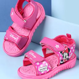 Cute Walk by Babyhug Disney Velcro Closure Sandals with Minnie Mouse Print - Dark Pink-image-9