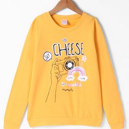 Tango Looper Knit Full Sleeves T-Shirt with Text Print - Golden-image-42