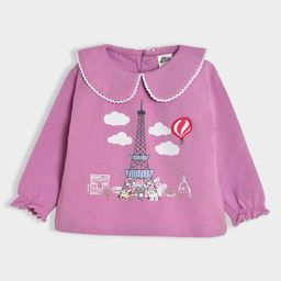 Mi Arcus Full Sleeves Clouds Printed Top - Mauve-image-34