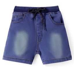 CUCUMBER Denim Woven Above Knee Length Solid Colour Shorts - Blue-image-8