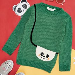 Pantaloons Junior Cotton Full Sleeves Sling Bag Designed Sweater - Green-image-59
