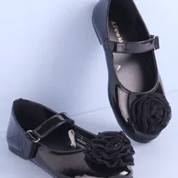 Pine Kids Velcro Closure Ballerina with Floral Applique - Black-picture-16