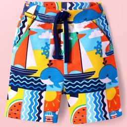 Babyhug Terry Knit Mid Thigh Shorts with Nautical Theme Print - White-image-41