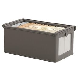 House of Quirk Drawer Organizers and Storage Baskets, Rectangle Storage Boxes with PVC Dustproof Cover Fabric Storage Containers For Pants, Shirt, Sweaters, Bra Panty, Socks (Grey, 1-Pack)-image-5