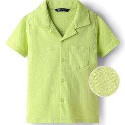 Pine Kids Cotton Woven Half Sleeves Solid Colour Shirt With Textured Design - Light Green-image-30