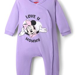 Babyhug Disney Interlock Knit Full Sleeves Rompers with Minnie Mouse Print - Lilac-image-98