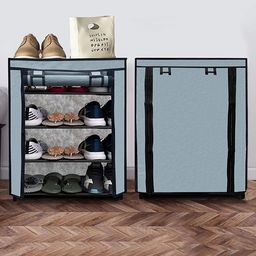 Urban Choice 4-Shelves Modular Metal Shoe Rack With Grey Cover - Perfect for Entryway & Closet Storage-image-85