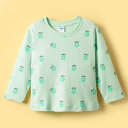 Tango Interlock Knit Full Sleeves Top with Floral Print - Light Green-image-41