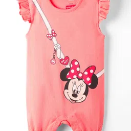 Babyhug Disney Interlock Knit Frill Sleeves Romper With Minnie Mouse Graphics - Pink-picture-10