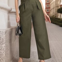 glitchez Women Smart & Captivating Relaxed Fit Pleated Wide Leg Trousers-image-54