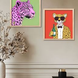 WALLLANE Brown & Green 2 Piece Wood Birds and Animals Wall Paintings-image-58