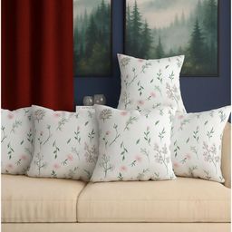 Aura White & Pink Set of 5 Quirky Square Cushion Covers-picture-15