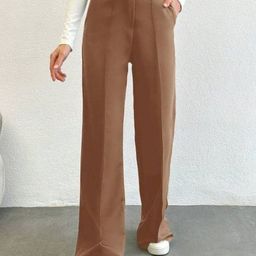 Next One Women Smart Straight Fit High-Rise Easy Wash Pleated Trousers-picture-34